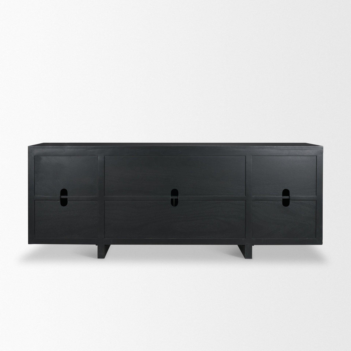 Mercana Rowan Black Oak Wood Closed 4 Door Sideboard