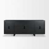Mercana Rowan Black Oak Wood Closed 4 Door Sideboard