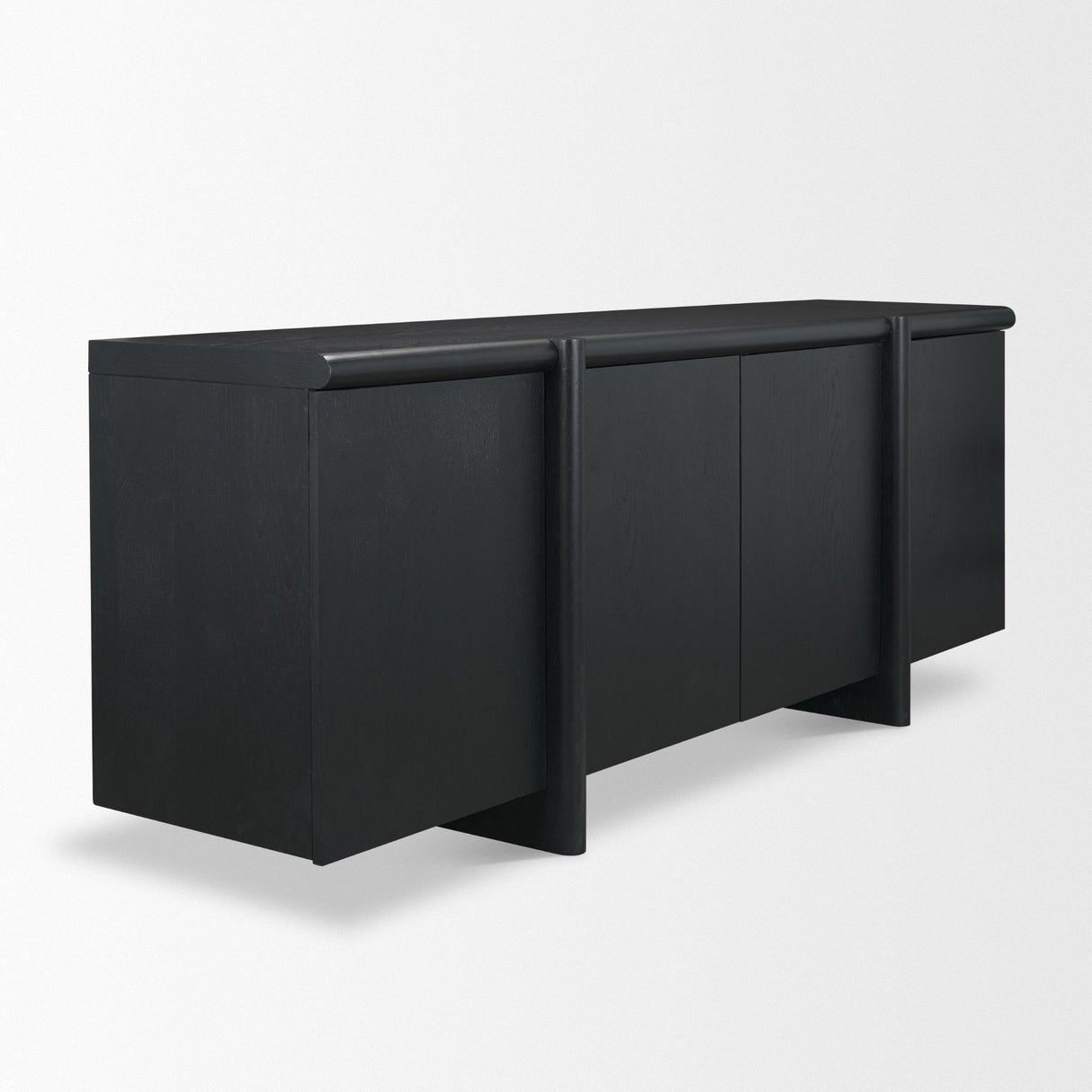 Mercana Rowan Black Oak Wood Closed 4 Door Sideboard