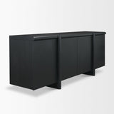 Mercana Rowan Black Oak Wood Closed 4 Door Sideboard