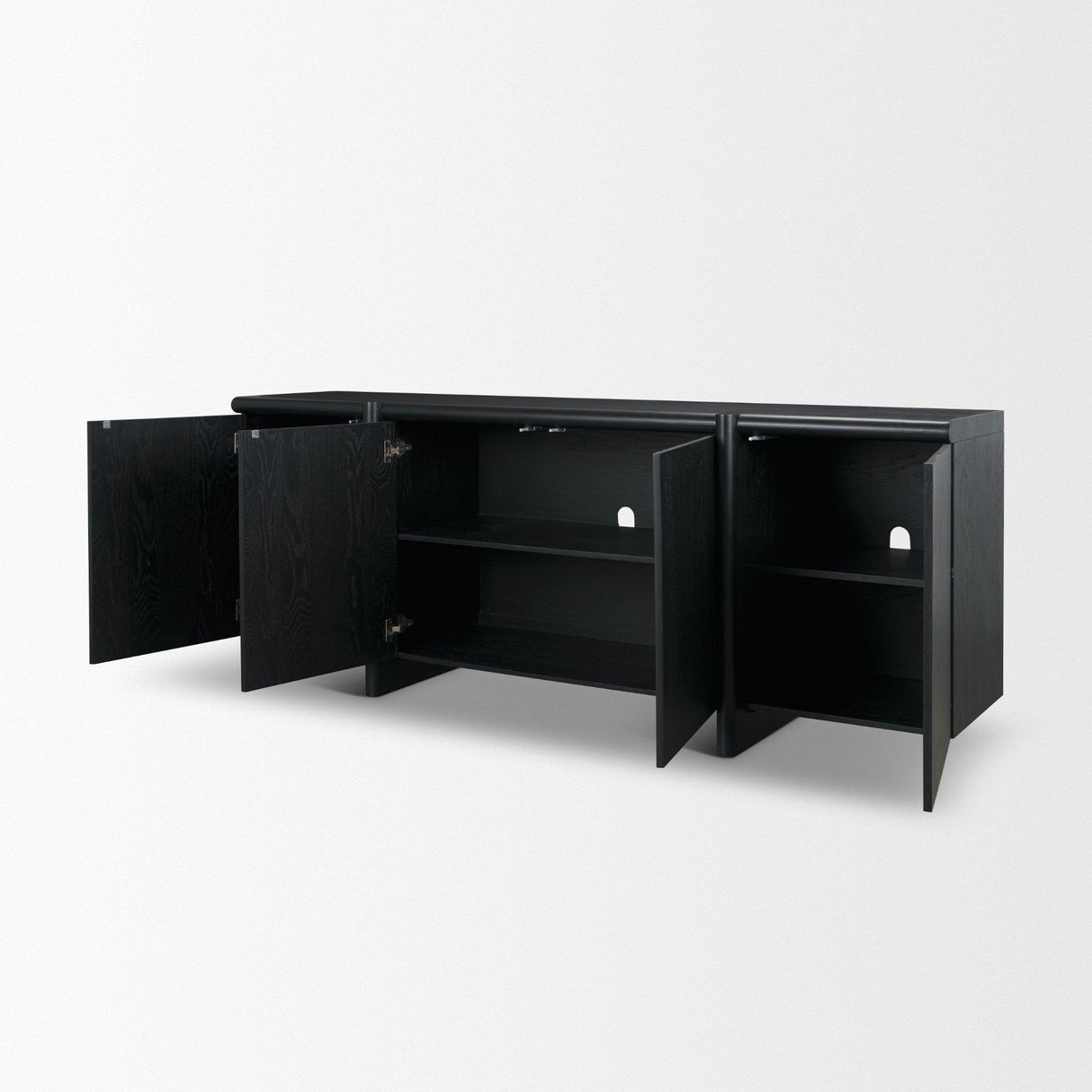 Mercana Rowan Black Oak Wood Closed 4 Door Sideboard