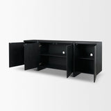 Mercana Rowan Black Oak Wood Closed 4 Door Sideboard