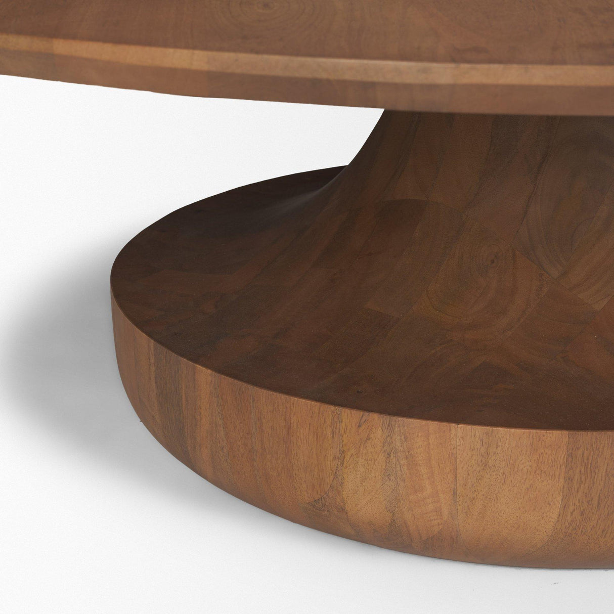 Mercana Arno Warm Mid-Brown Wood Sculptural Round Coffee Table