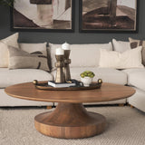 Mercana Arno Warm Mid-Brown Wood Sculptural Round Coffee Table