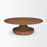 Mercana Arno Warm Mid-Brown Wood Sculptural Round Coffee Table