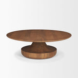 Mercana Arno Warm Mid-Brown Wood Sculptural Round Coffee Table