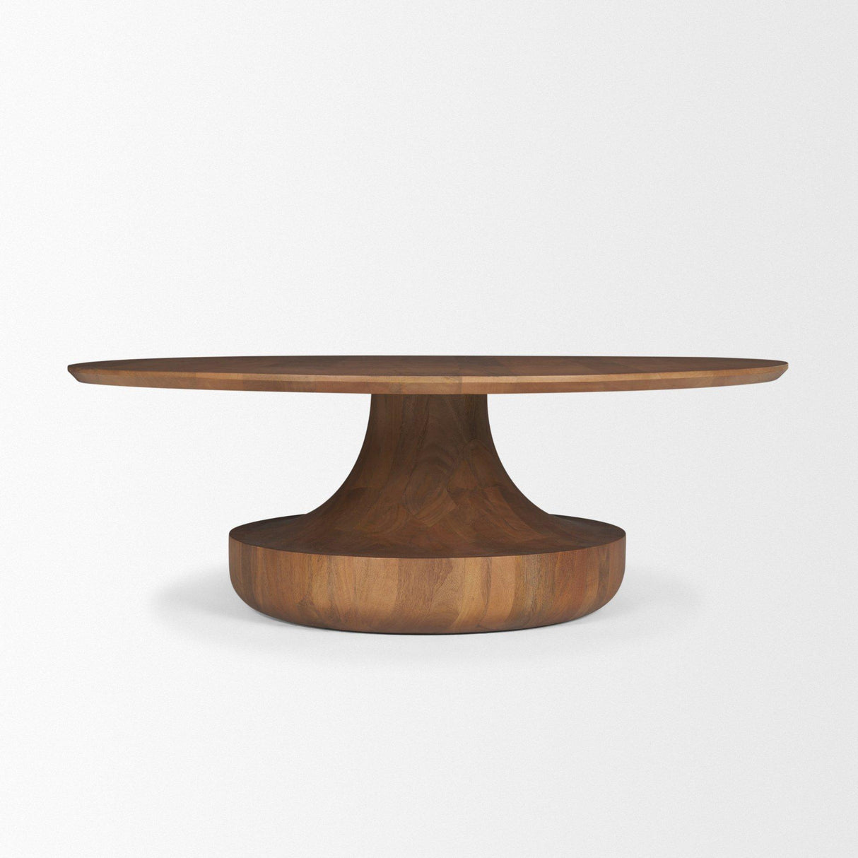 Mercana Arno Warm Mid-Brown Wood Sculptural Round Coffee Table