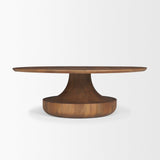 Mercana Arno Warm Mid-Brown Wood Sculptural Round Coffee Table
