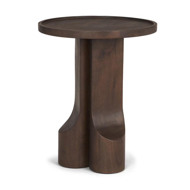 Mercana Cayson Dark Brown Sculptural Round Accent Table