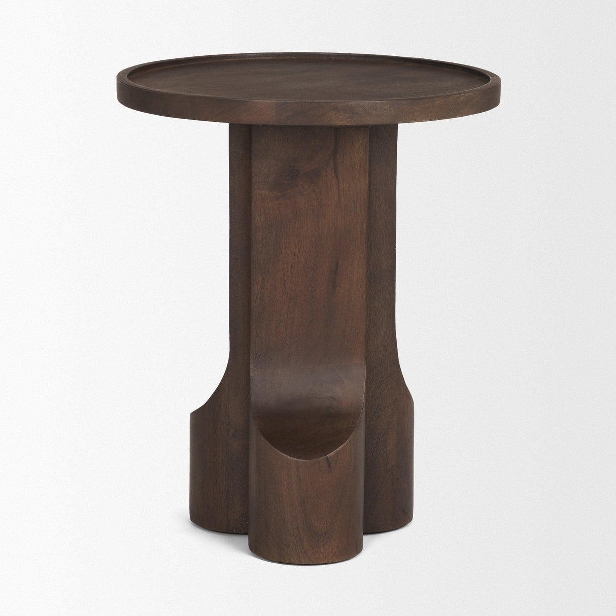 Mercana Cayson Dark Brown Sculptural Round Accent Table