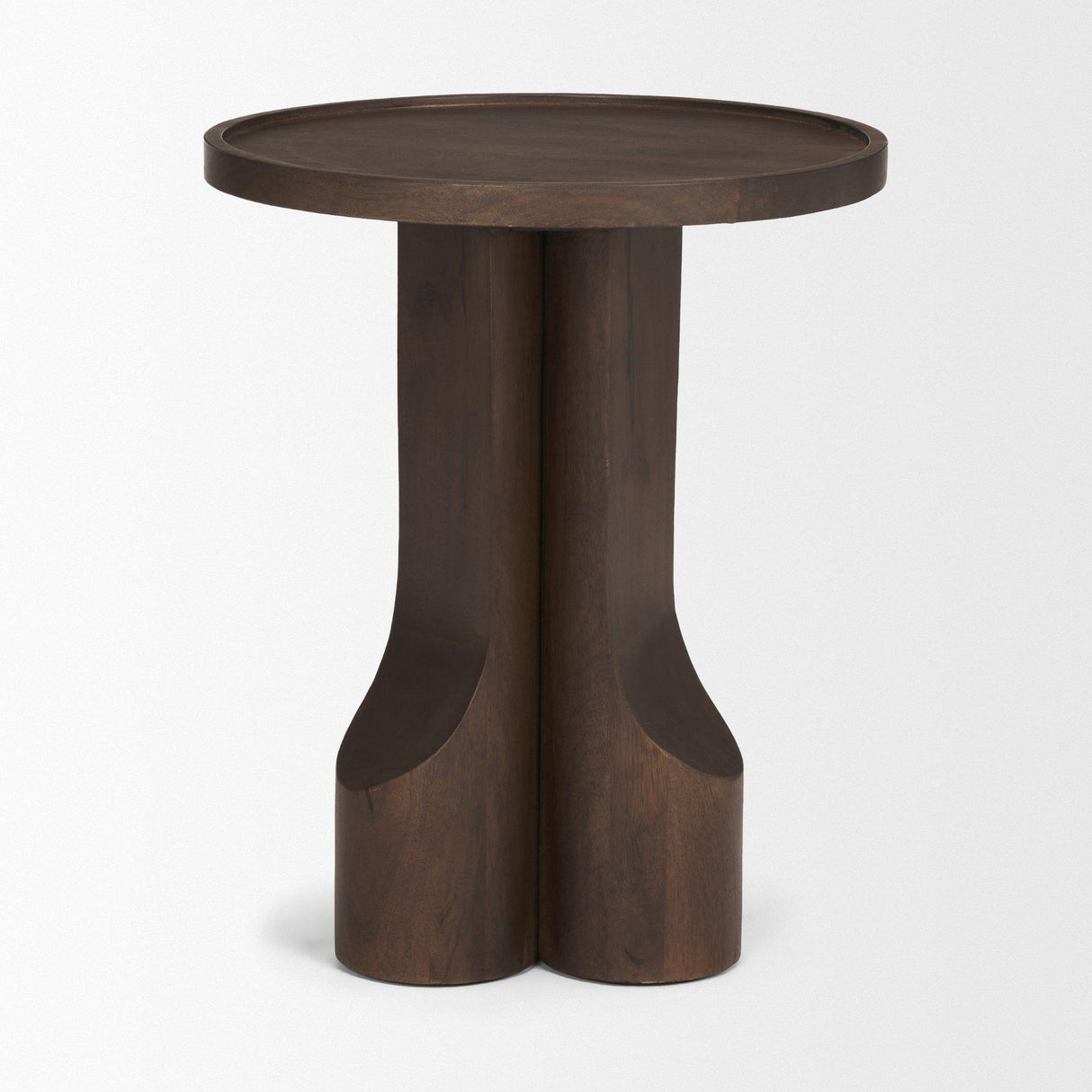 Mercana Cayson Dark Brown Sculptural Round Accent Table
