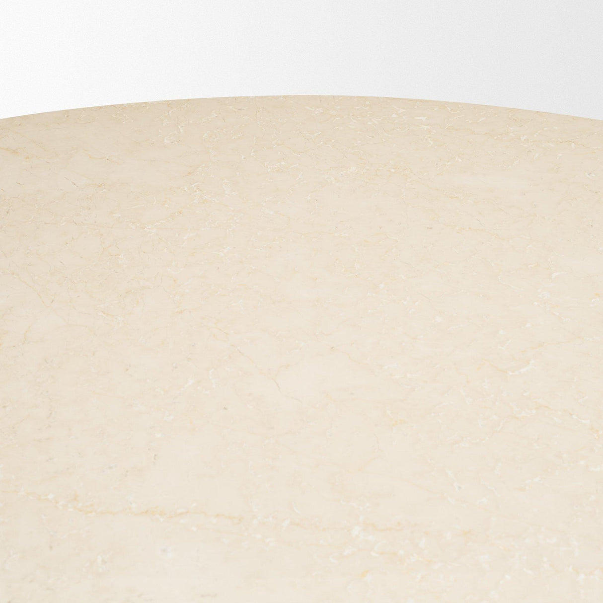Mercana Marbrello 60" Botticino Marble Top Light Brown Fluted Wood Round Dining Table