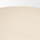 Mercana Marbrello 60" Botticino Marble Top Light Brown Fluted Wood Round Dining Table