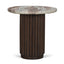 Mercana Marbrello Pink Marble Top Espresso Brown Fluted Wood Round Side Table