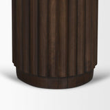 Mercana Marbrello Pink Marble Top Espresso Brown Fluted Wood Round Side Table