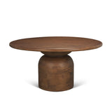 Mercana Atlas 60" Warm Mid-Brown Wood Stacked Pedestal Base Round Dining Table