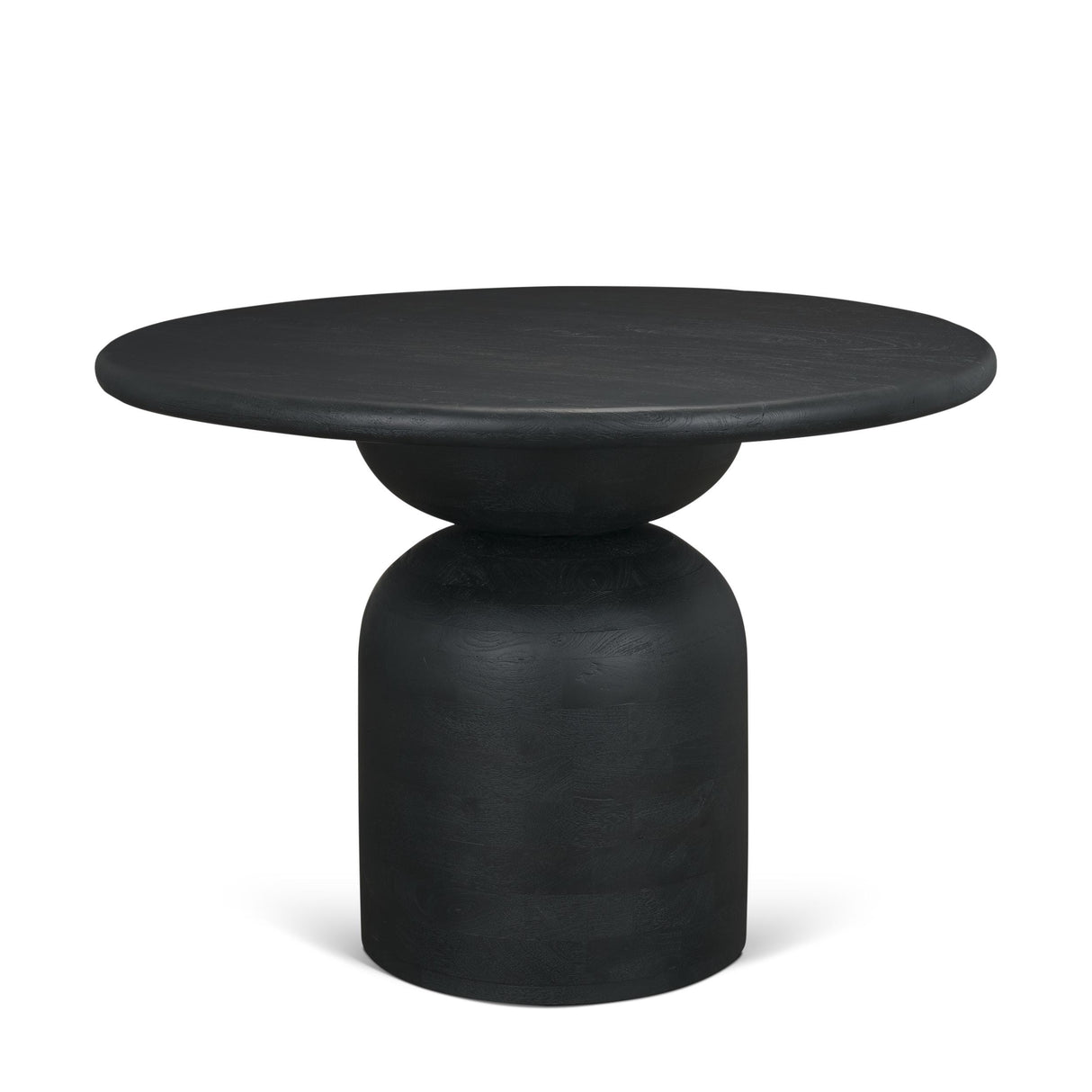 Mercana Atlas 42" Black Wood Stacked Pedestal Base Round Dining Table