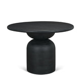 Mercana Atlas 42" Black Wood Stacked Pedestal Base Round Dining Table