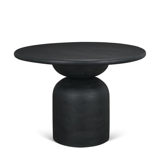 Mercana Atlas 42" Black Wood Stacked Pedestal Base Round Dining Table