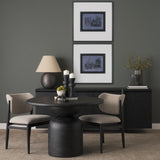 Mercana Atlas 42" Black Wood Stacked Pedestal Base Round Dining Table