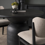 Mercana Atlas 42" Black Wood Stacked Pedestal Base Round Dining Table