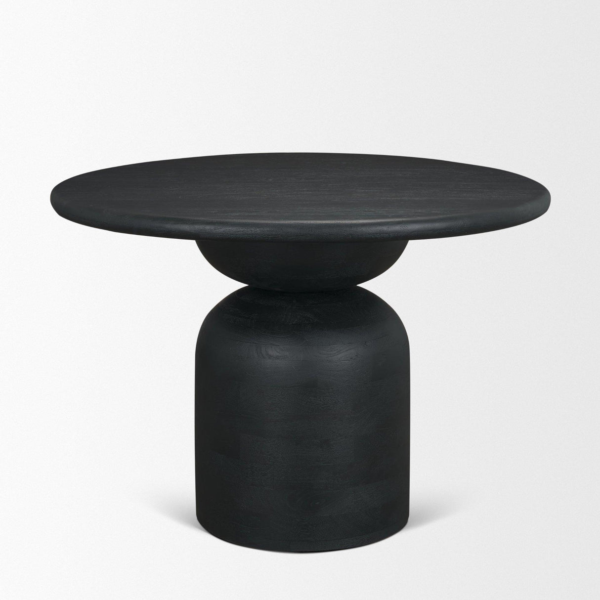 Mercana Atlas 42" Black Wood Stacked Pedestal Base Round Dining Table