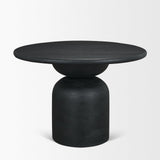Mercana Atlas 42" Black Wood Stacked Pedestal Base Round Dining Table