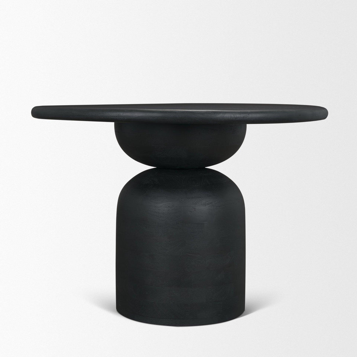 Mercana Atlas 42" Black Wood Stacked Pedestal Base Round Dining Table