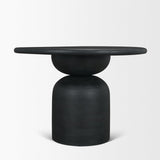 Mercana Atlas 42" Black Wood Stacked Pedestal Base Round Dining Table
