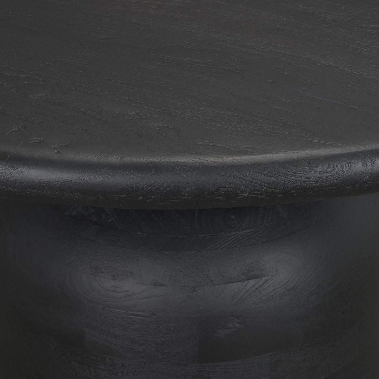 Mercana Atlas 42" Black Wood Stacked Pedestal Base Round Dining Table