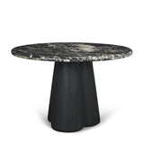 Mercana Marilyn Black Forest Marble Black Wood Pedestal Round Dining Table