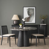 Mercana Marilyn Black Forest Marble Black Wood Pedestal Round Dining Table