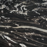 Mercana Marilyn Black Forest Marble Black Wood Pedestal Round Dining Table