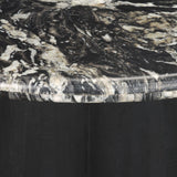 Mercana Marilyn Black Forest Marble Black Wood Pedestal Round Dining Table