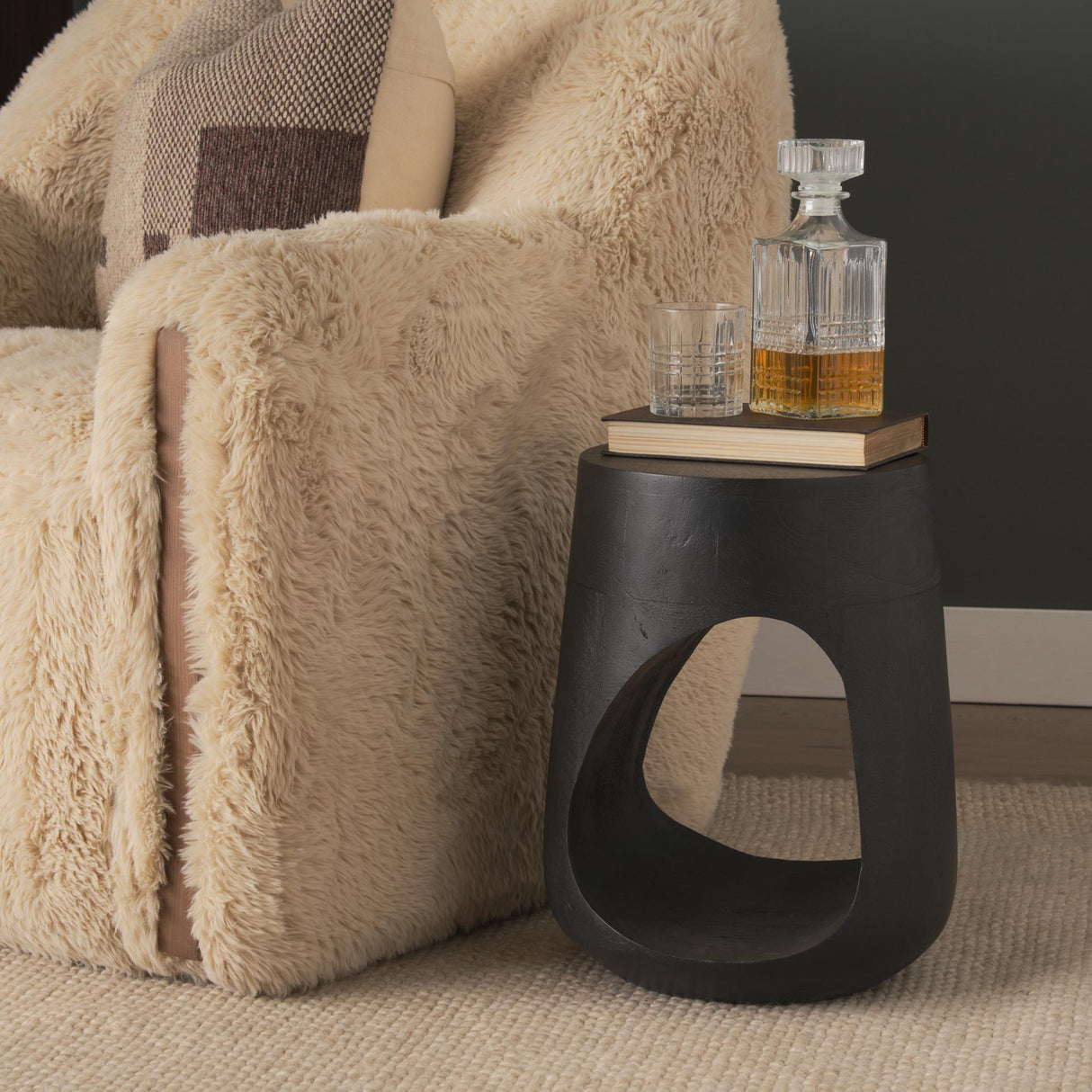 Mercana Cove Dark Brown Sculptural Open Side Table