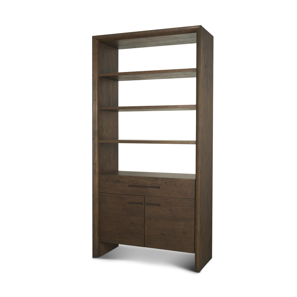 Mercana Belford 2-Door Open Dark Brown Oak Wood Shelving Unit