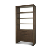 Mercana Belford 2-Door Open Dark Brown Oak Wood Shelving Unit