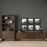 Mercana Belford 2-Door Open Dark Brown Oak Wood Shelving Unit