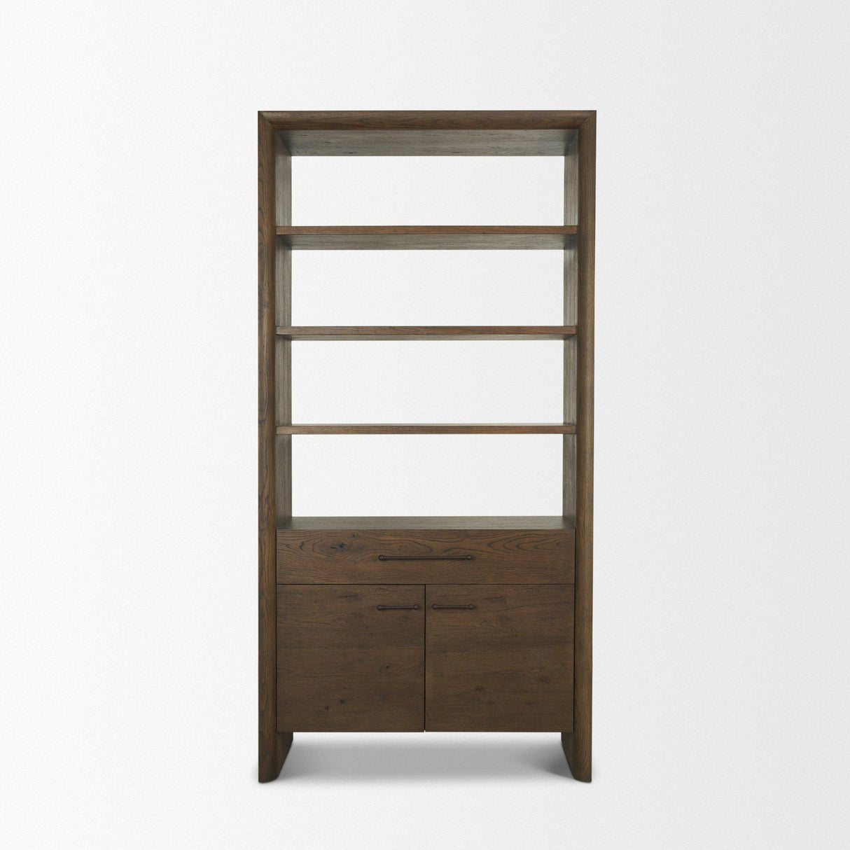 Mercana Belford 2-Door Open Dark Brown Oak Wood Shelving Unit