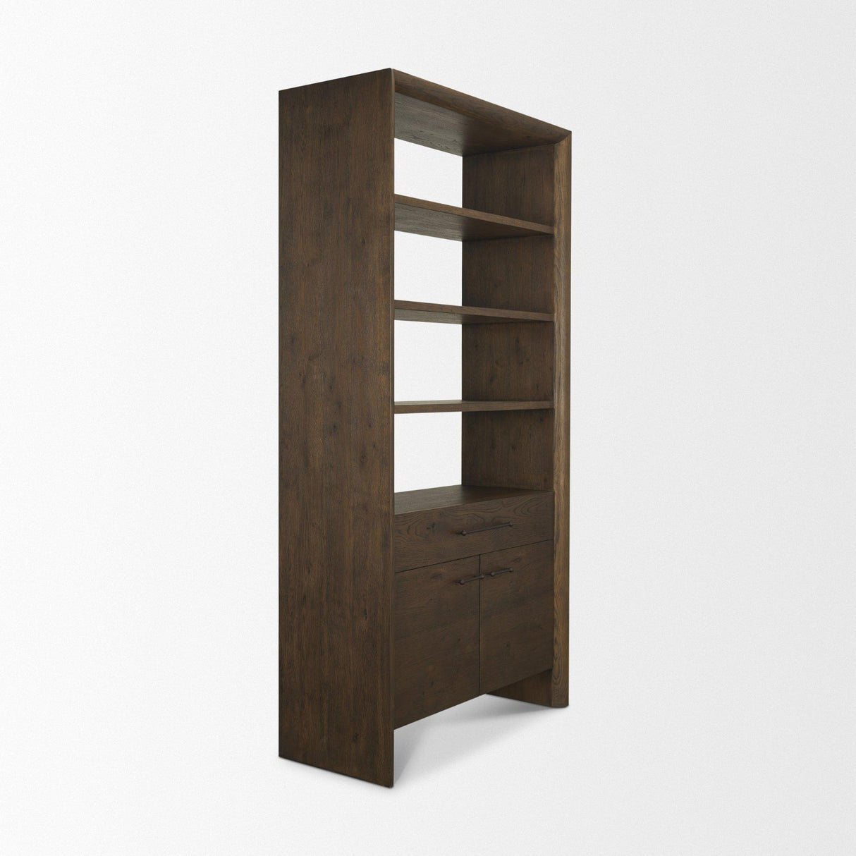 Mercana Belford 2-Door Open Dark Brown Oak Wood Shelving Unit