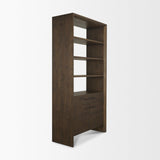 Mercana Belford 2-Door Open Dark Brown Oak Wood Shelving Unit