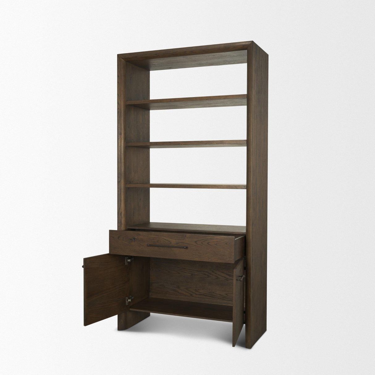Mercana Belford 2-Door Open Dark Brown Oak Wood Shelving Unit