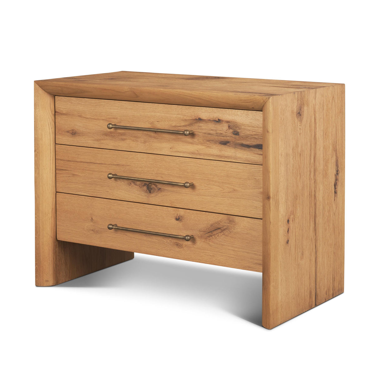 Mercana Belford 3-Drawer Light Brown Oak Wood Closed Nightstand