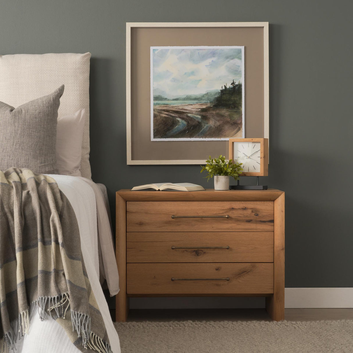 Mercana Belford 3-Drawer Light Brown Oak Wood Closed Nightstand