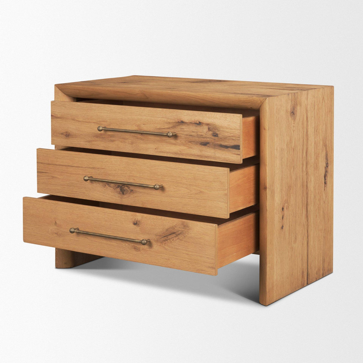 Mercana Belford 3-Drawer Light Brown Oak Wood Closed Nightstand