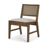 Mercana Reid Framed Brown Cane Cream Fabric Dining Chair