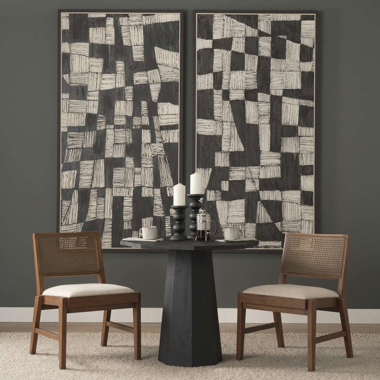 Mercana Reid Framed Brown Cane Cream Fabric Dining Chair