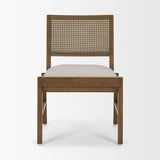 Mercana Reid Framed Brown Cane Cream Fabric Dining Chair