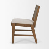 Mercana Reid Framed Brown Cane Cream Fabric Dining Chair