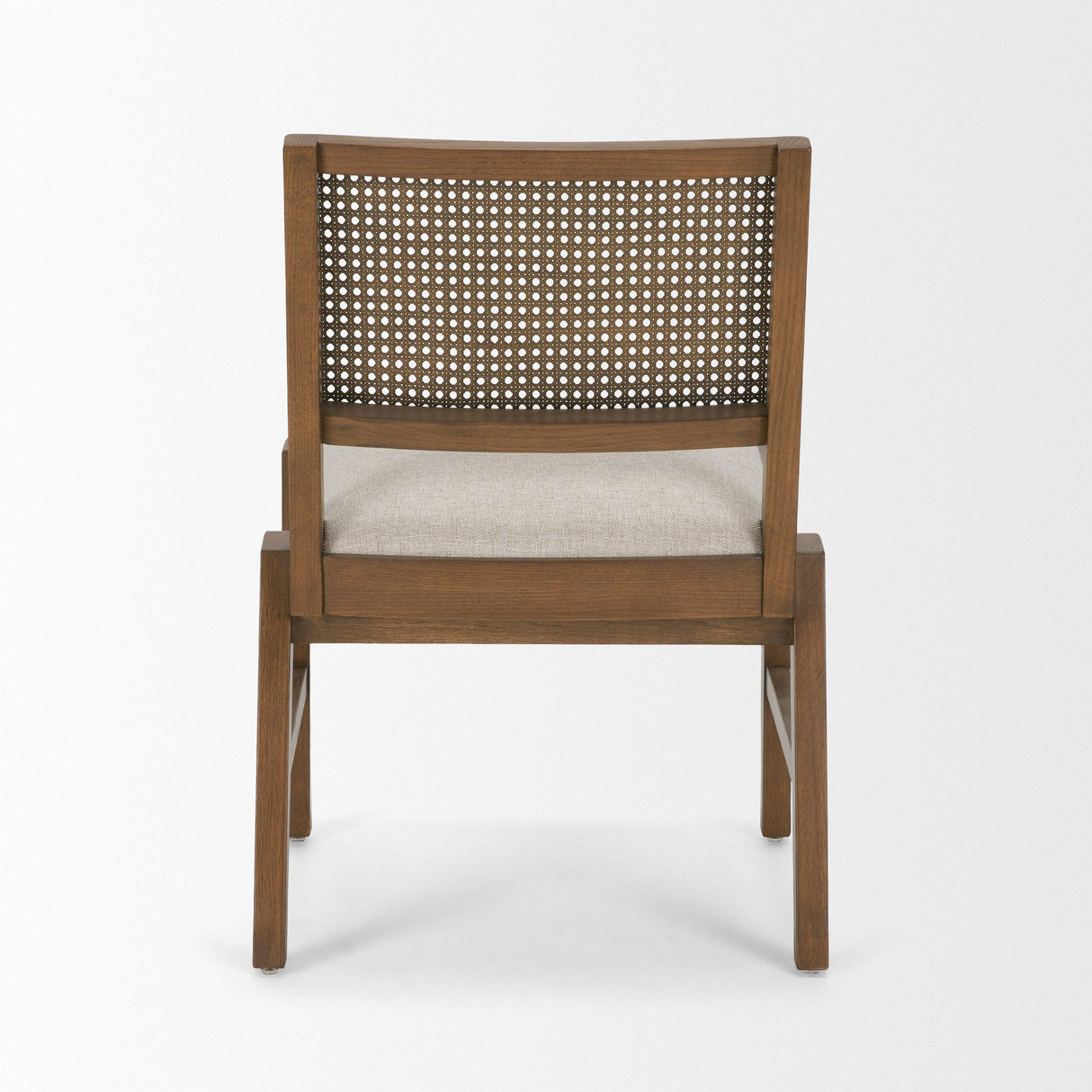 Mercana Reid Framed Brown Cane Cream Fabric Dining Chair